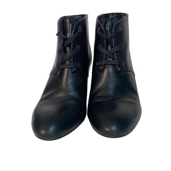 Lauren by Ralph Lauren Tamia Black Leather Lace Up Ankle Boots with Wedge Heel S - Picture 3 of 11